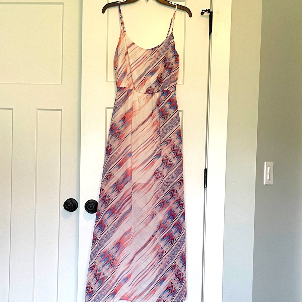 HeartSoul Pink and Blue Strappy Maxi Dress